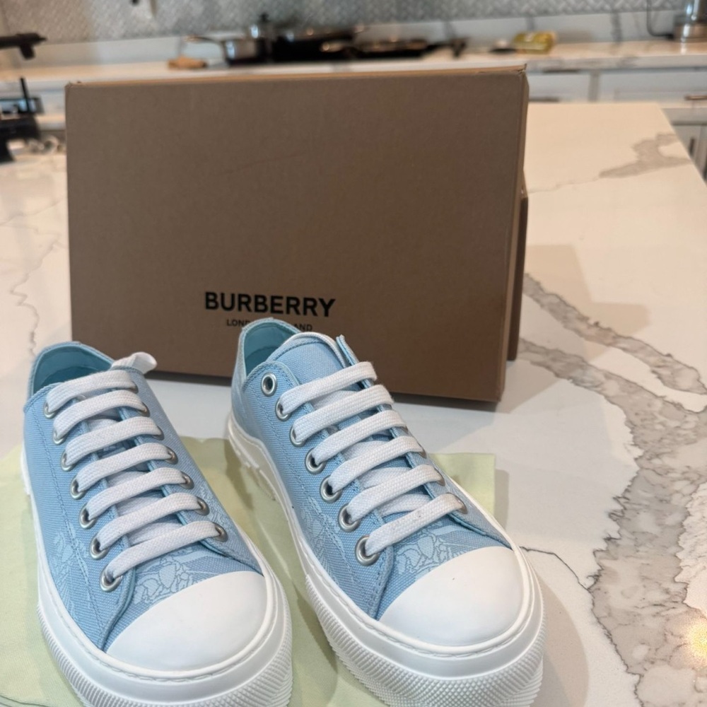 Burberry pale baby blue and Brown Sole Sneakers